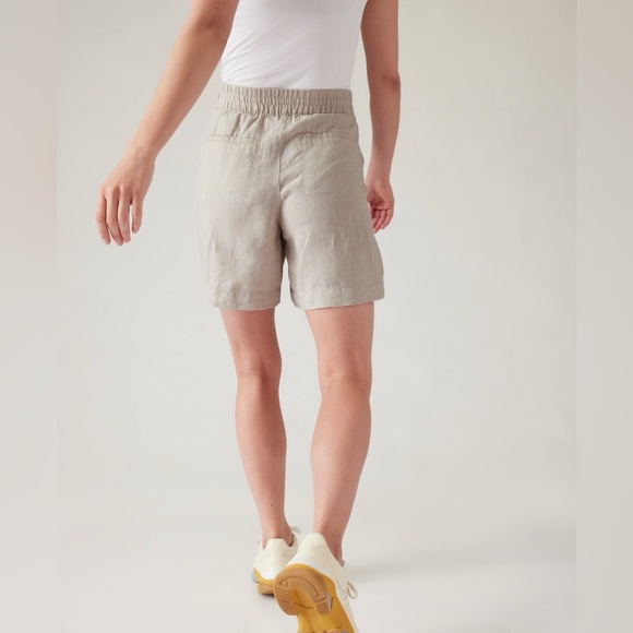Athleta Voyager Linen Shorts 6” inseam in Beige size 14 - Picture 2 of 12